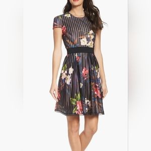 Chelsea28 fit and flare floral open back dress